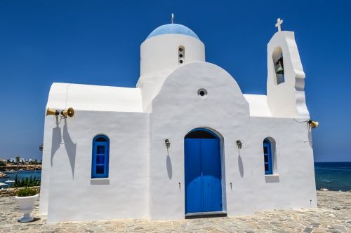 Kipras, Protaras, Ayios Nikolaos, Bažnyčia, Ortodoksas, Religija, Architektūra, Viduržemio Jūros, Mėlyna Ir Balta