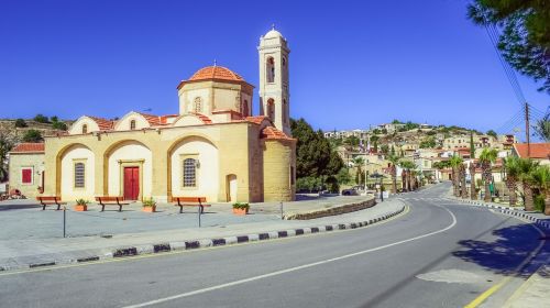 Kipras, Psematismenos, Kaimas, Bažnyčia, Architektūra, Kelias, Vaizdas
