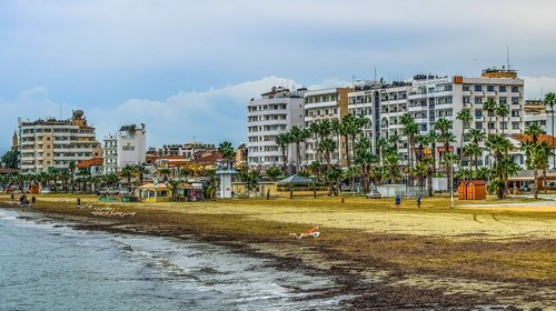 Kipras,  Larnaka,  Miesto Paplūdimys,  Promenade,  Pastatai,  Turizmas