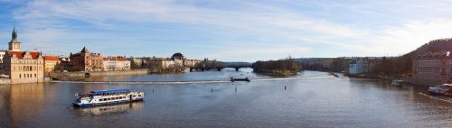 Čekijos Respublika, Prague, Panorama, Dangus, Atspindys, Panoraminiai Vaizdai, Europa, Architektūra, Gražus, Upė, Vanduo, Laivas, Miestas, Kraštovaizdis, Europietis, Atostogos, Turizmas