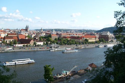 Čekijos Respublika, Prague, Panorama, Vaizdas, Moldau, Laivai
