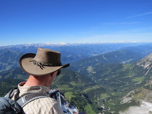 Dachsteinas, Austria, Kalnai, Vaizdas, Žmonės, Skrybėlę, Mėlynas Dangus, Aukštis, Gamta
