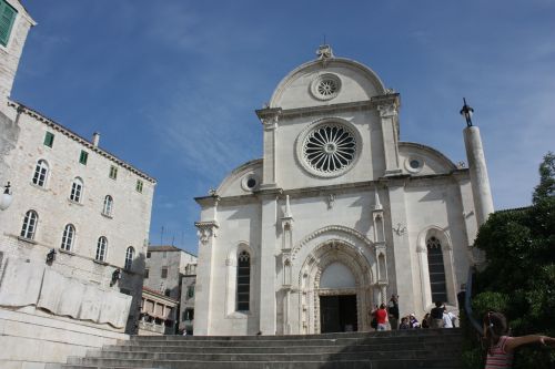 Dalmatija, Kroatija, Šibenik, Katedra, Laiptinė, Architettura, Viduramžiai