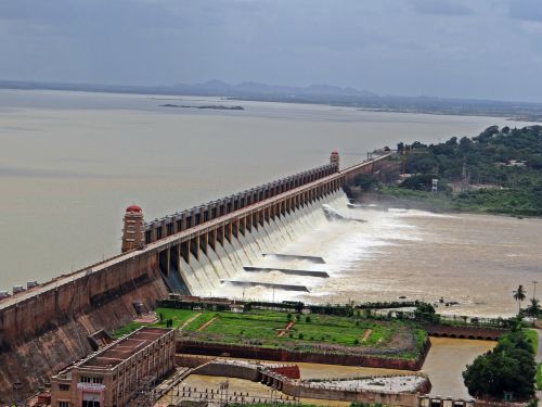 Užtvankos, Tungabhadra, Upė, Buveinė, Karnataka, Indija, Vanduo