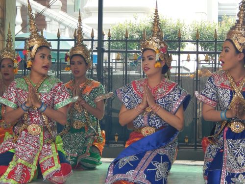 Šokėjai, Tradicinis, Tajų, Bangkokas, Tailandas, Asija