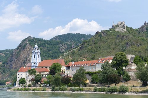 Dunojaus,  Austrija,  Upė,  Upių Kruizų,  Panorama,  Wachau,  Dunojus Slėnis,  Dürnstein,  Bažnyčia,  Pilis,  Mažesnės Austrija,  Kraštovaizdis,  Dunojaus Kruizas,  Bokštas