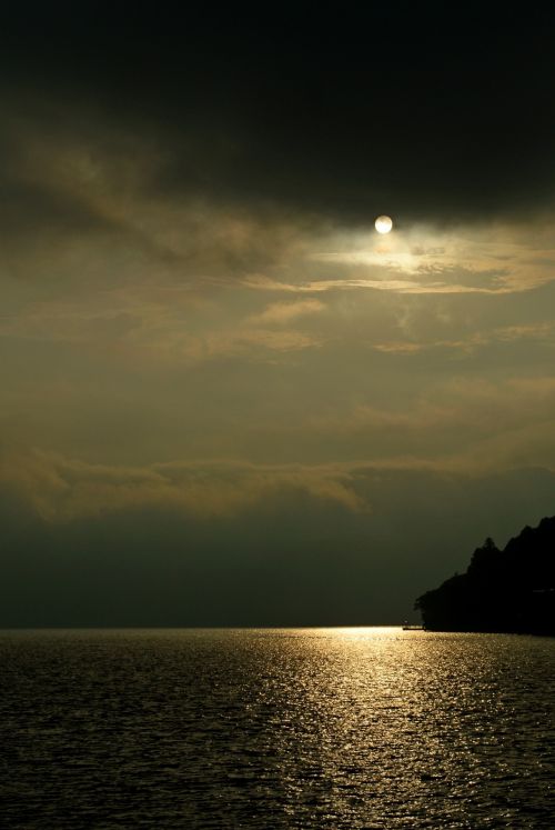 Ežeras,  Saulėlydis,  Japonija,  Tamsi Grožis