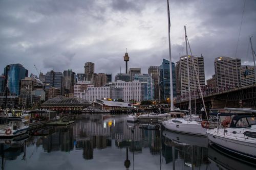 Linksmas Uostas, Sidnėjus, Australia, Aušra, Panorama, Atspindys