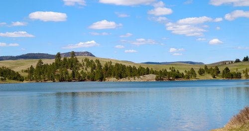 Deerfield Lake,  South Dakota,  Vandens,  Ežeras,  Pobūdį,  Panoraminis,  Dangus
