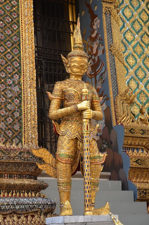 Demonas, Globėjas, Buda, Tailandas, Šventykla, Rūmai, Bangkokas, Dvasinis Simbolis, Statula, Budistinis, Asija