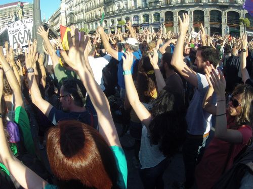 Demonstracija, Žmonės, Plaza, Saulė, Madride