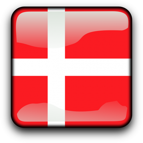 Denmark, Vėliava, Šalis, Tautybė, Kvadratas, Mygtukas, Blizgus, Nemokama Vektorinė Grafika