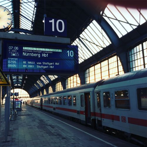 Deutsche Bahn, Traukinių Stotis, Karlsruhe, Ic, Traukinys, Kelionė, Išvykimas, Platforma, Geležinkelių Transportas