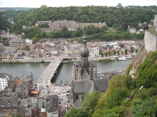 Dinant, Panorama, Vista, Aerofoto, Srautas, Bažnyčia, Belgija