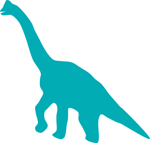 Dinozauras, Didelis, Ilgas Kaklas, Uodega, Siluetas, Mėlynas, Nemokama Vektorinė Grafika