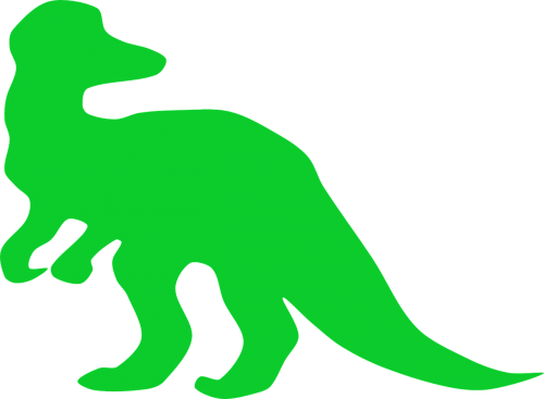 Dinozauras, Stovėti, Atgal, Uodega, Pastatytas, Žiūrėti, Siluetas, Žalias, Nemokama Vektorinė Grafika