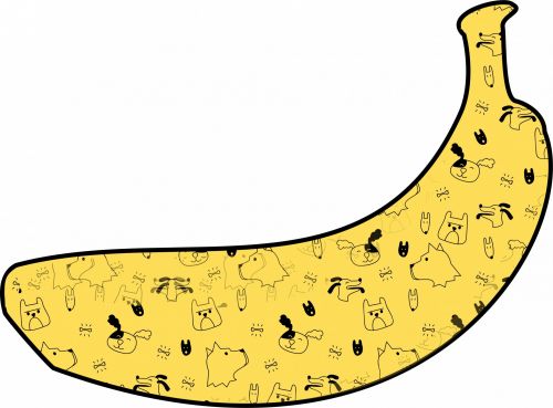 Bananas,  Šunys,  Piešimas,  Geltona,  Balta,  Izoliuotas,  Fonas,  Vaisiai,  Skanus,  Animacinis Filmas,  Tatuiruotė,  Šuo Bananą