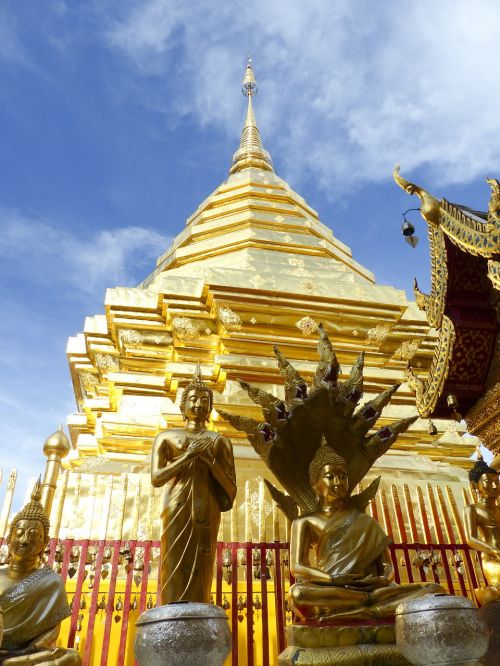 Doi Suthep, Šventykla, Chiang Mai, Tailandas, Architektūra, Auksas