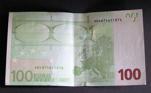 Dolerio Kupiūra, 100 Eurų, Valiuta, Popieriniai Pinigai, Banknotas, Atgal