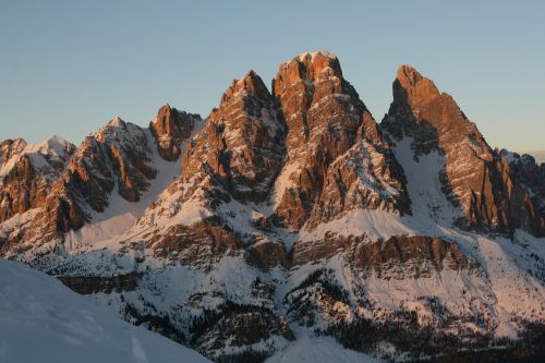 Dolomitai, Alpenglow, Monte Cristallo, Cortina Dampezzo, Dolomiti Bellunesi, Kristalas