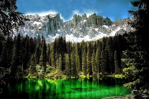 Dolomitai, Kalnai, Italy, Alpių, South Tyrol, Trentinas, Unesco Pasaulio Paveldas, Alpių Panorama, Debesys, Žygiai, Ežeras, Dangus, Mėlynas, Kraštovaizdis, Gamta, Vaizdas, Miškas