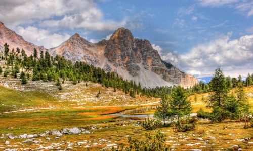 Dolomitai, Kalnai, South Tyrol, Alpių, Italy, Žygiai, Unesco Pasaulio Paveldas, Alpių Panorama, Gamta, Griovių Laukas, Vaizdas, Rokas, Fanai, Vanduo, Kraštovaizdis, Rieduliai