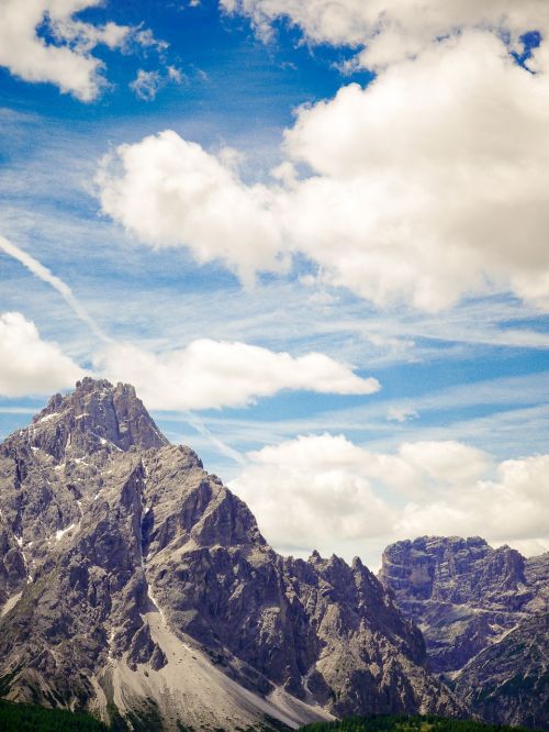 Dolomitai, Kalnai, Debesys, Dangus, Vasara, Italy, San Candido Innichen, Vaizdas, Saulėtas, Kalnų Peizažas, South Tyrol, Kraštovaizdis, Alpių, Aukščiausiojo Lygio Susitikimas, Panorama