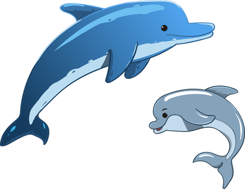 Dolphin,  Jūra,  Gyvūnai,  Motina Ir Vaikas,  Žinduoliai,  Animacinis Filmas,  Nemokama Vektorinė Grafika,  Nemokama Iliustracijos