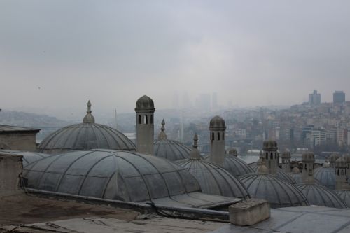 Kupolas, Külliye, Žilimaniečiai, Mečetė, Stogo Viršus, Istanbulas, Turkija, Miesto Panorama, Dėl, Lietingą