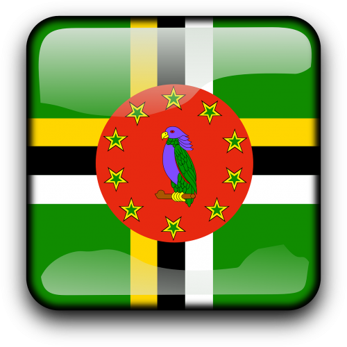 Dominica, Vėliava, Šalis, Tautybė, Kvadratas, Mygtukas, Blizgus, Nemokama Vektorinė Grafika