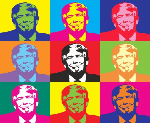 Donaldas Trampas, Politikė, Amerikietis, Donaldas, Rinkimai, Vakarėlis, Politika, Prezidento, Respublikonų, Ženklas, Trumpas, Usa, Vyriausybė, Andy Warhol, Pop Menas, Plakatas