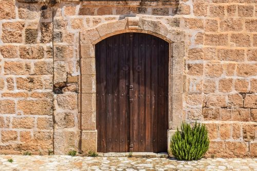 Durys, Medinis, Įėjimas, Architektūra, Senas, Bažnyčia, Akmuo, Frenaros, Kipras
