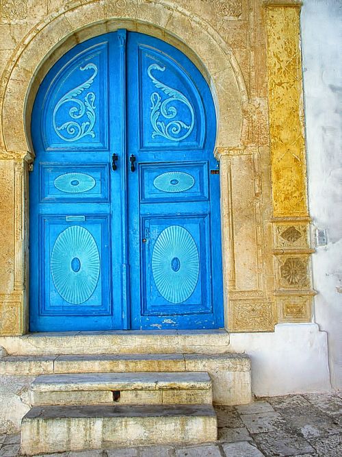 Durys, Mėlynas, Gražus, Sidi Bou Sakė, Tunisas, Tuniso Respublika