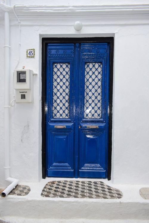 Durys, Namas, Architektūra, Tradicinis, Įėjimas, Kaimiškas, Mėlynas, Balta, Sala, Graikų Kalba, Skopelos, Sporadai, Graikija