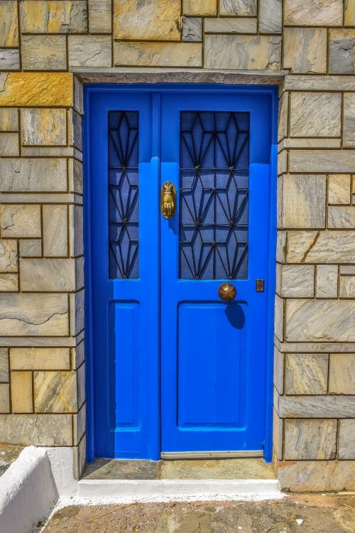 Durys, Medinis, Mėlynas, Įėjimas, Siena, Eksterjeras, Architektūra, Vintage, Stilius