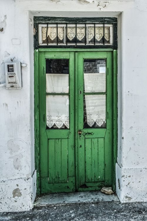 Durys, Medinis, Architektūra, Tradicinis, Įėjimas, Skilimas, Žalias, Skopelos, Graikija