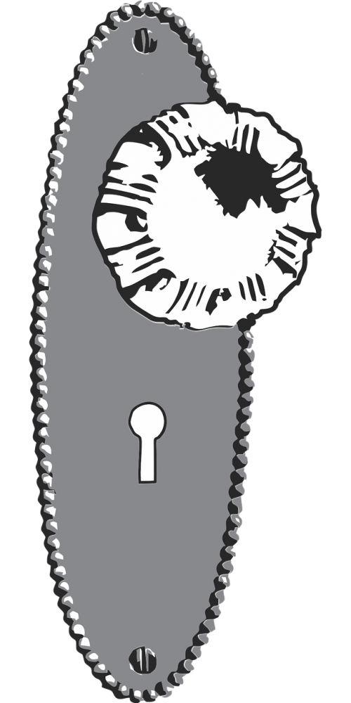 Doorknob, Užraktas, Durys, Įėjimas, Saugumas, Rankena, Vintage, Retro, Nemokama Vektorinė Grafika