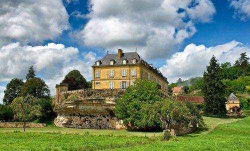 Dordogne, France, Chateau Du Roc, Rūmai, Gyvenamasis Namas, Dangus, Debesys, Kraštovaizdis, Vaizdingas, Orientyras, Istorinis, Lauke, Architektūra, Vasara, Pavasaris