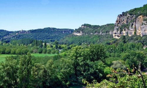 Dordogne, France, Kraštovaizdis, Vaizdingas, Miškas, Medžiai, Miškai, Dangus, Debesys, Kalnai, Gamta, Lauke, Šalis, Kaimas, Vasara, Pavasaris