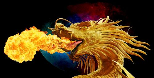 Drakonas, Ugnies Kvėpavimas, Auksinis Drakonas, Broncefigur, Tailandas