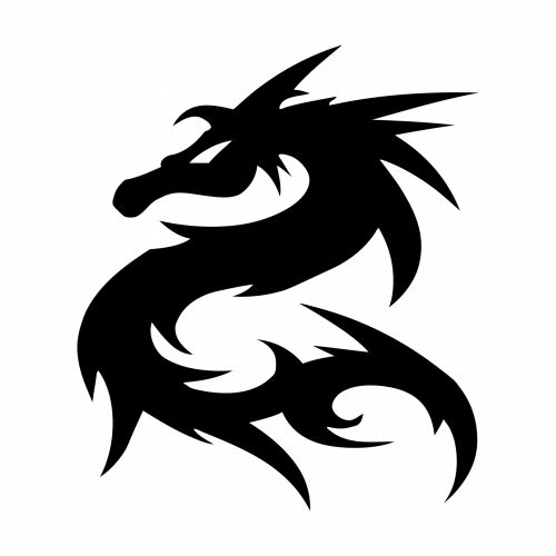 Drakonas,  Tribal,  Logotipas,  Simbolis,  Juoda,  Siluetas,  Menas,  Iliustracija,  Figūra,  Kontūrai,  Balta,  Fonas,  Scrapbooking,  Laisvas,  Viešasis & Nbsp,  Domenas,  Dragon Logo Simbolis Siluetas
