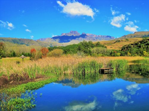 Dangus,  Mėlynas,  Vanduo,  Atspindys,  Kalnai,  Veld,  Žolė,  Drakensbergas,  Kwa-Zulu Natal (3)