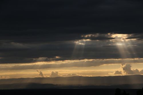 Dramatiškas Dangus, Saulėlydis, Ežero Geneva, Šveicarija