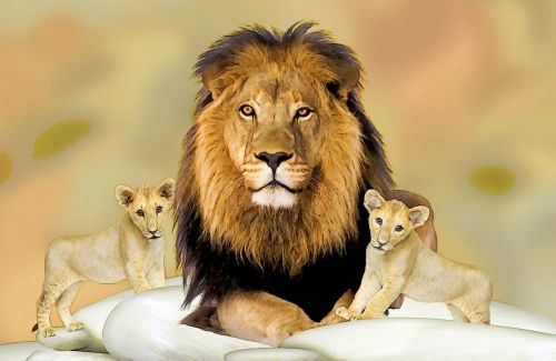 Piešimas, Liūto Tėvas, Liūto Vaikai, Laukiniai Gyvūnai, Didelės Katės, Zoologijos Sodas, Plėšrūnas