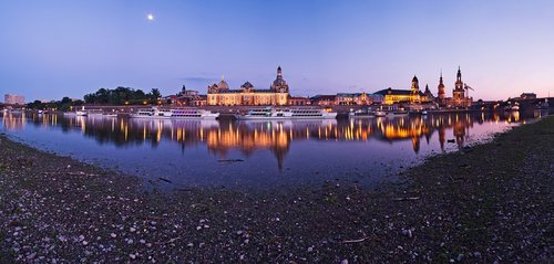 Drezdenas,  Istorinis Centras,  Architektūra,  Abendstimmung,  Frauenkirche,  Elbės,  Prieblanda