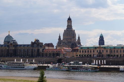 Drezdenas, Frauenkirche, Panorama, Canaletto, Elbe, Pastatas, Architektūra, Senovinis