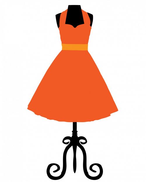 Suknelė,  Apsiutęs,  Oranžinė,  Vintage,  1950-Ųjų,  Menas,  Iliustracija,  Scrapbooking,  Iliustracijos,  Manekenas,  Dressmakers & Nbsp,  Manekenas,  Manekenas,  Laisvas,  Vaizdas,  Viešasis & Nbsp,  Domenas,  Suknelė 1950 Metų Vintage Stiliaus