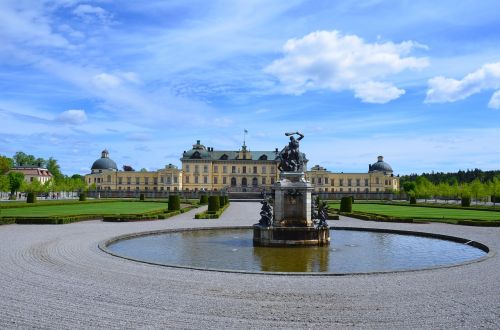 Drotning Holm, Pilis, Švedija, Stockholm, Pastatas, Vasara, Istoriškai, Nostalgija, Senas Pastatas, Nuosavybė, Parkas, Dangus, Kilnus, Architektūra