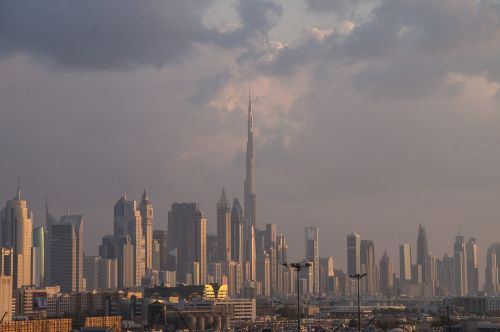 Dubai, Debesys, Panorama, Dusk