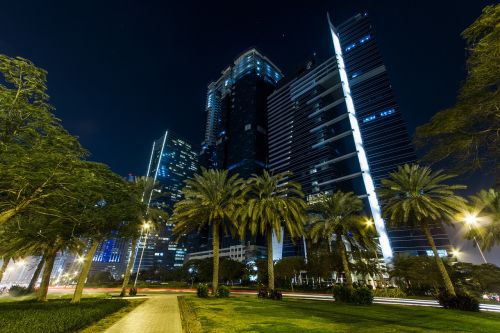 Dubai, Miestas, Naktis, Arabas, Architektūra, Miesto, Centro, Miesto Panorama, Šiuolaikiška, Pastatas